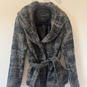 Zara Black and Gray Textured Blazer